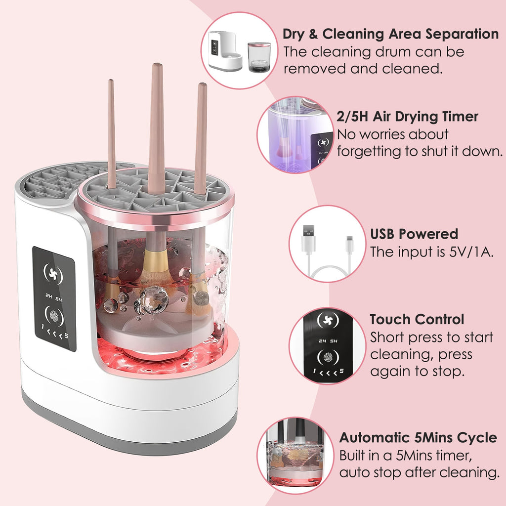 4-in-1 Electric Makeup Brush Cleaner – USB, Fast Clean & Dry