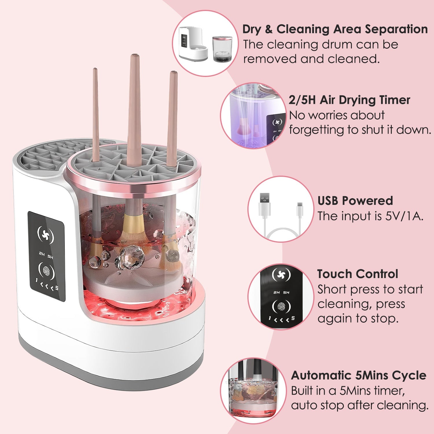 4-in-1 Electric Makeup Brush Cleaner – USB, Fast Clean & Dry