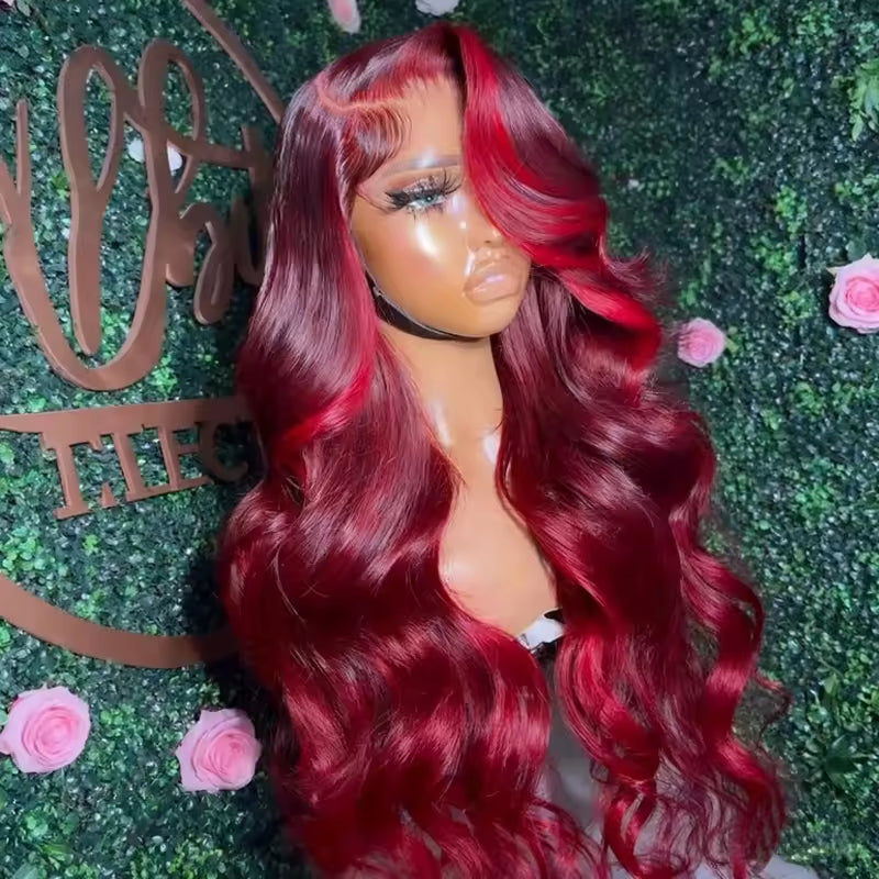 13x4 HD Burgundy Lace Front Human Hair Wig – Body Wave