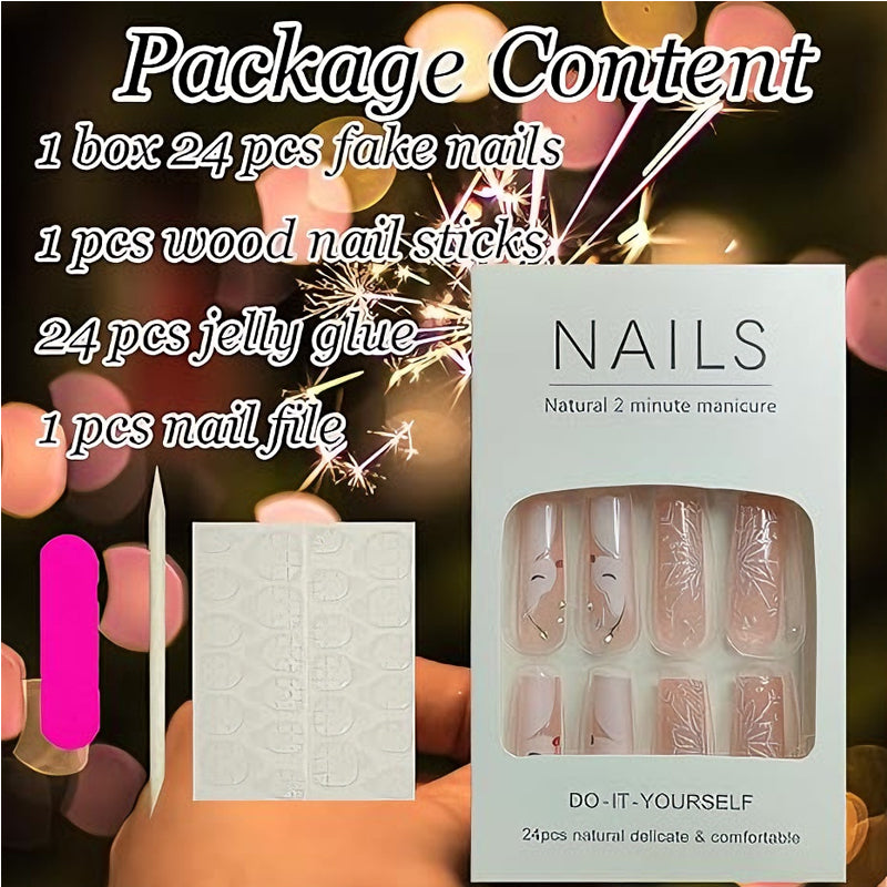 24PCS Nail Art Set – Deer & Snowflake Design