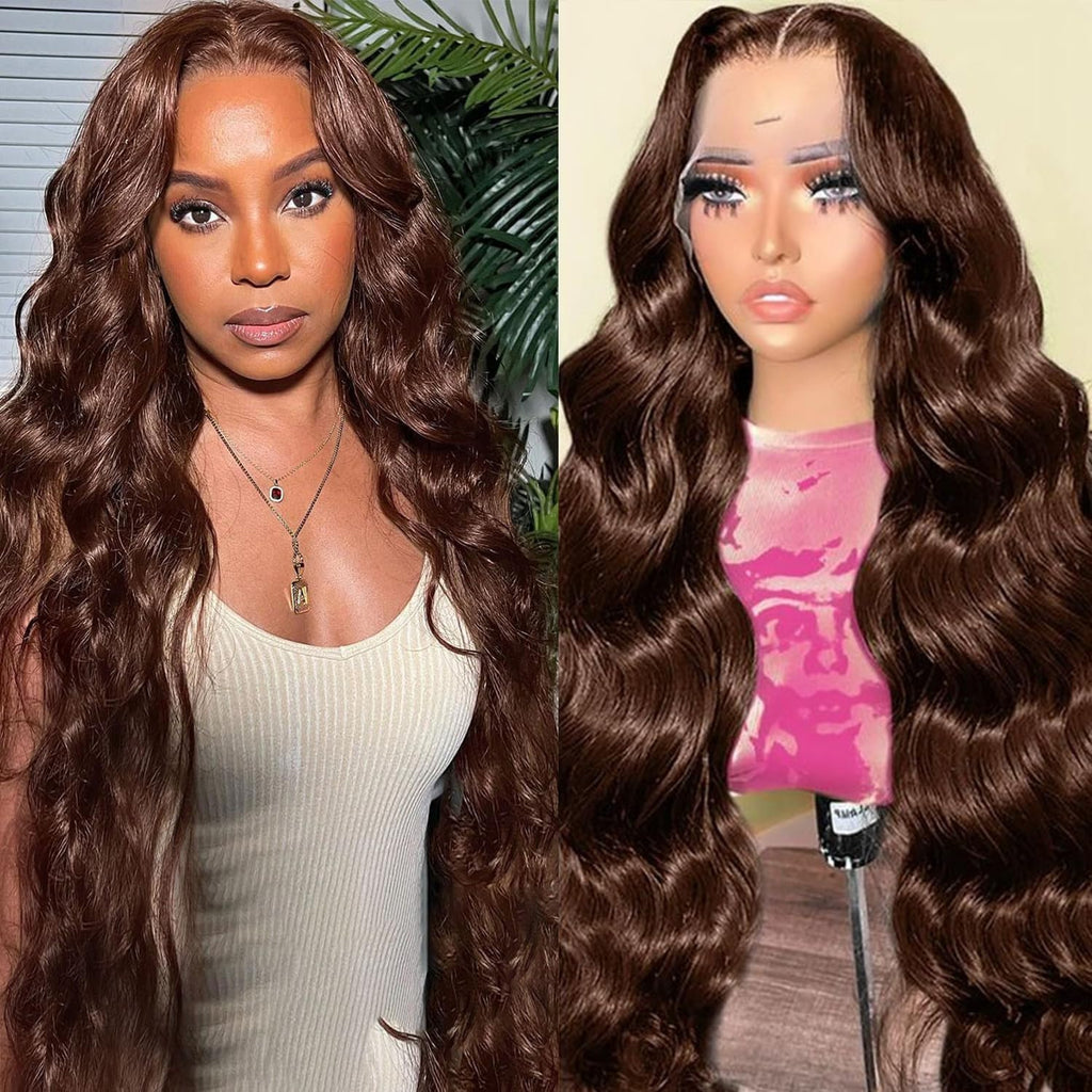 13x4 Lace Frontal Human Hair Wig – Brown Body Wave