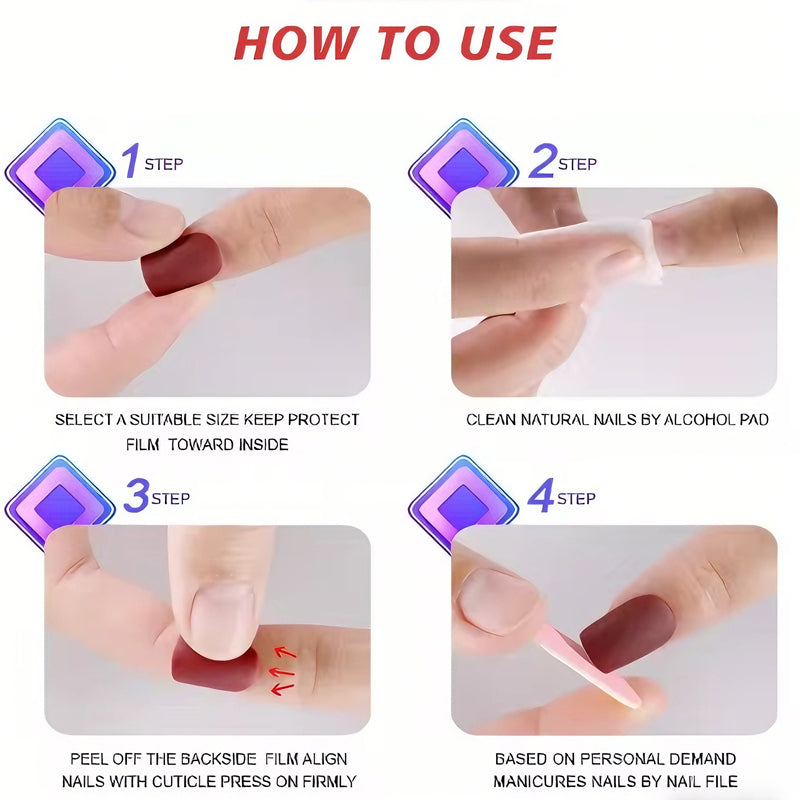 24PCS Bowknot Press-On Nails – Long Square