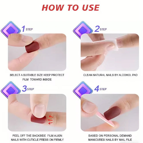 24PCS Bowknot Press-On Nails – Long Square