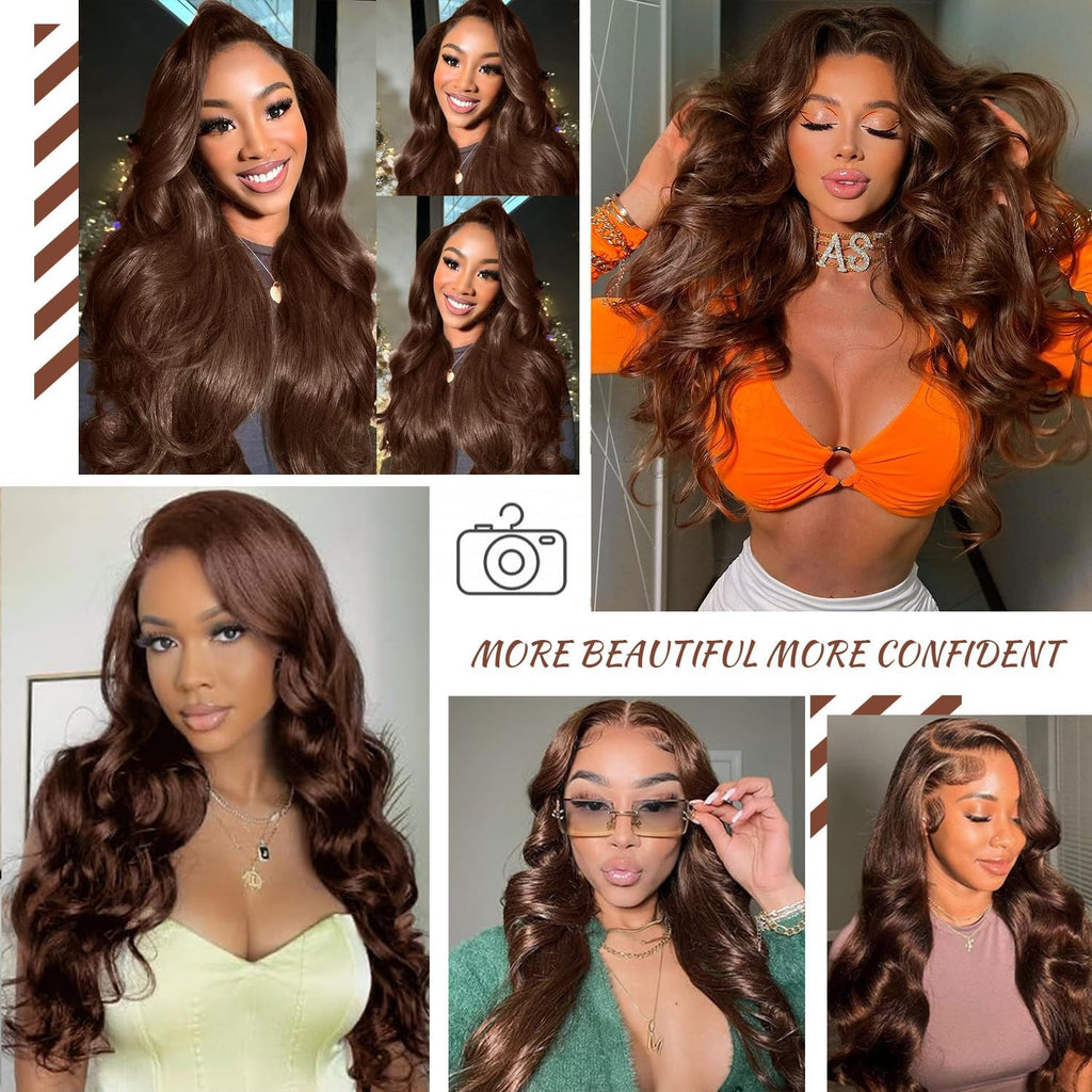 13x4 Lace Frontal Human Hair Wig – Brown Body Wave