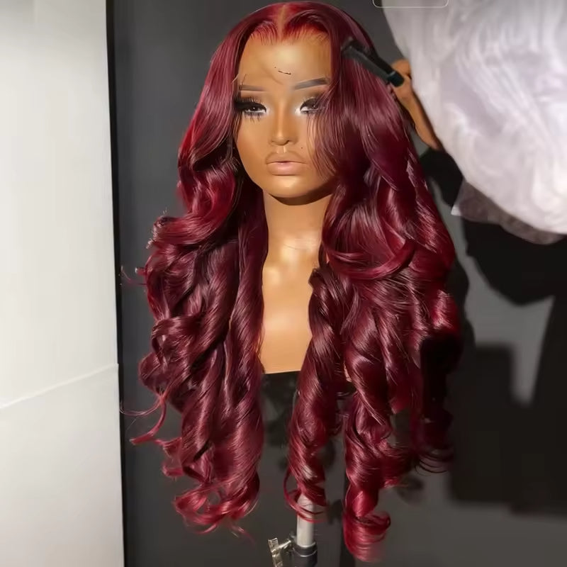13x4 HD Burgundy Lace Front Human Hair Wig – Body Wave