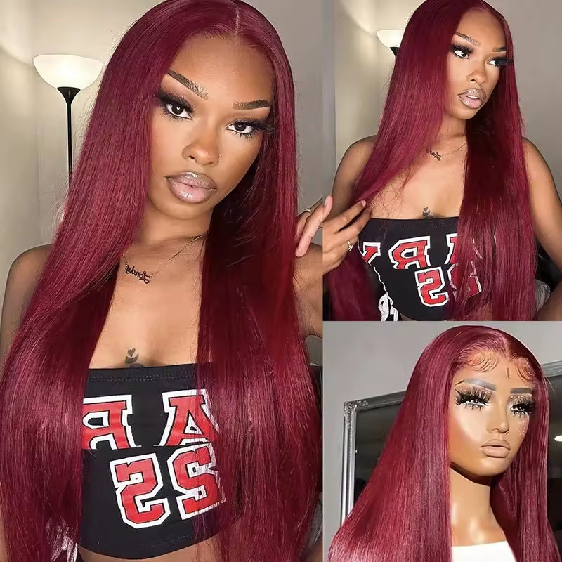 13x4 HD Burgundy Lace Front Human Hair Wig – Body Wave