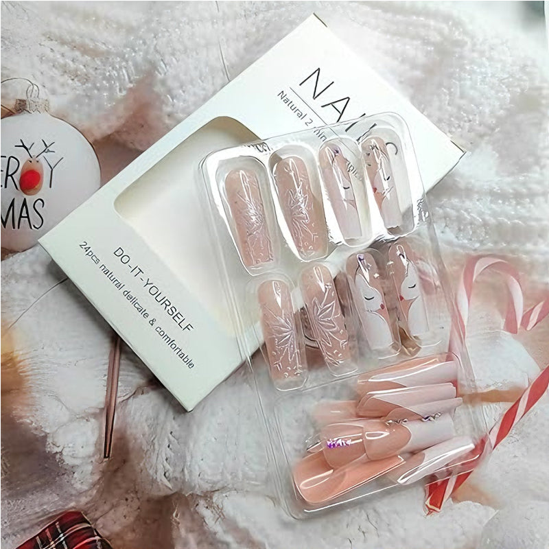 24PCS Nail Art Set – Deer & Snowflake Design