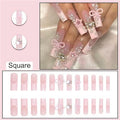 24PCS Bowknot Press-On Nails – Long Square